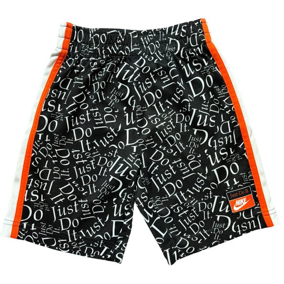 NIKE Just Do it Elastic Waist Shorts Black White Orange BOYS 6 - Picture 7 of 7